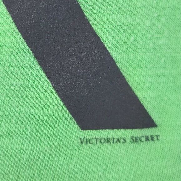 PINK Victoria's Secret Green V-neck Graphic Short Sleeve T-shirt - Picture 8 of 11
